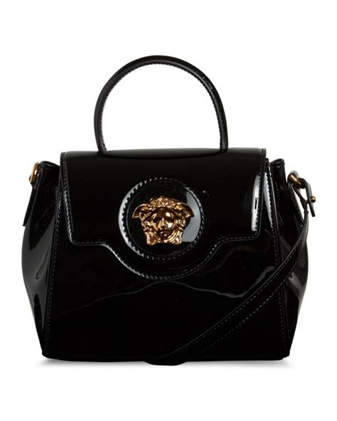 borsa nera lucida versace|Mini borsa in vernice La Medusa Nero,Oro .